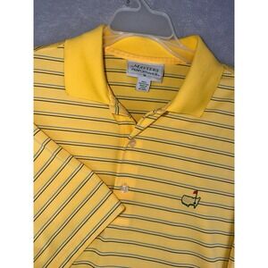 Masters Performance Mens Medium Yellow Striped Golf Polo Shirt Augusta National